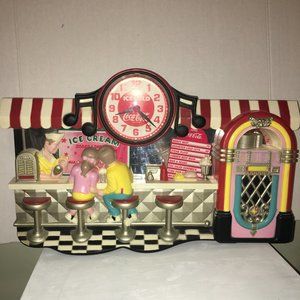Vintage 1990 Battery Coca Cola Retro Diner scene 3 Dimensional Clock